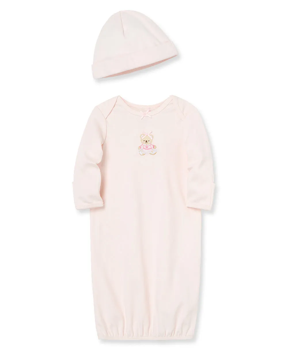 Pink Bear Sleeper Gown And Hat