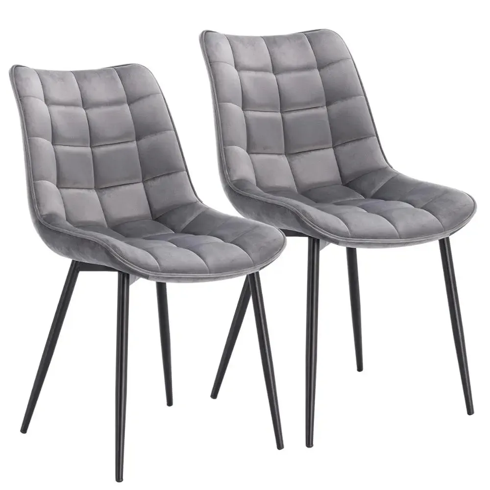 Velvet Upholstered Stable Metal Legs Dining Chairs